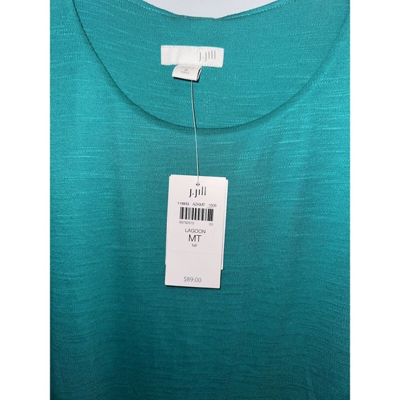 J Jill Dress Size Medium Tall MT Layered Knit Button Back S/S Green NWT $89 - Picture 4 of 5